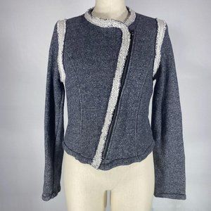 Gap Dark Grey Knit Cotton Moto Jacket Sz M